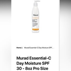 NEW Murad Essential-C Day Moisture SPF 30 pro size 8oz bottle